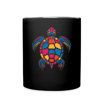 Colorful turtle artwork - Full Colour Mug - black - Front