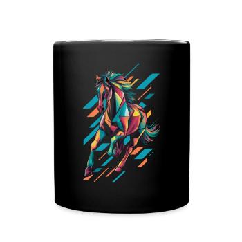 Buntes Geometrisches Pferd Design - Tasse einfarbig - Schwarz - Vorne