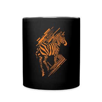 Modernes Zebra-Muster in Orange - Tasse einfarbig - Schwarz - Vorne