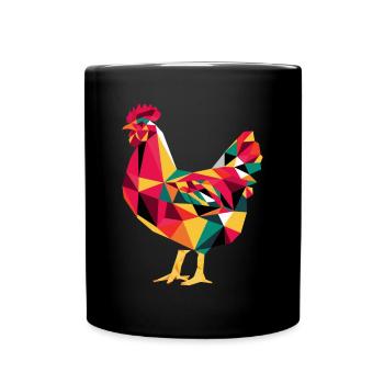 Geometrische Bauernhof Tier Grafik Huhn - Tasse einfarbig - Schwarz - Vorne