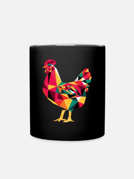 Géométrique Ferme Animal Graphique Poulet - Mug uni - noir
