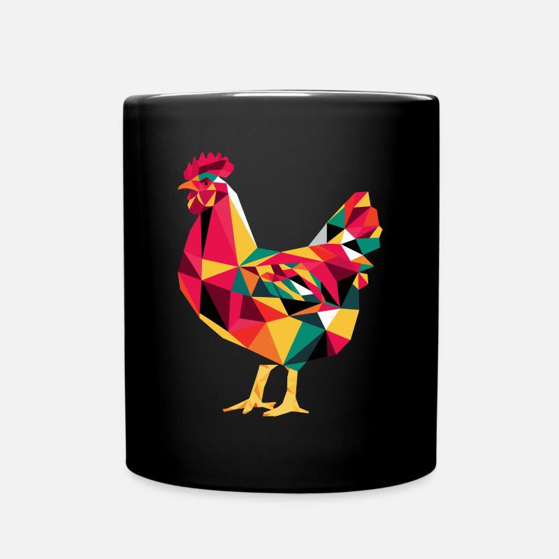 Géométrique Ferme Animal Graphique Poulet - Mug uni - noir