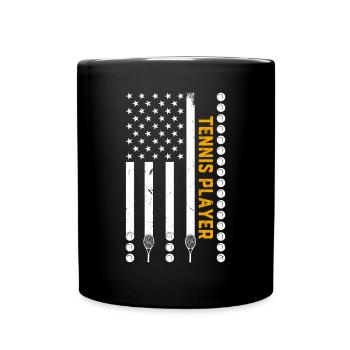 Joueur de tennis Joueur de tennis Drapeau américain - Mug uni - noir - Devant