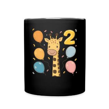 Fête d’anniversaire des enfants girafe 2e anniversaire - Mug uni - noir - Devant