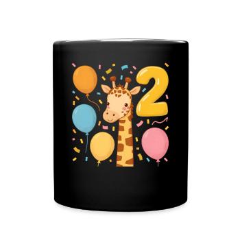 Fête d’anniversaire des enfants girafe 2e anniversaire - Mug uni - noir - Devant