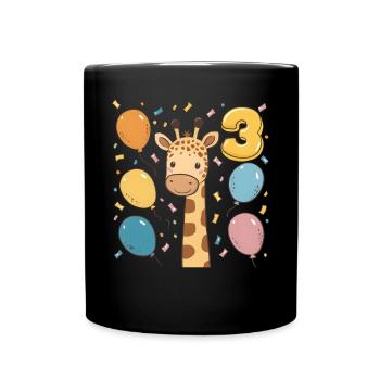 Fête d’anniversaire des enfants girafe du 3e anniversaire - Mug uni - noir - Devant