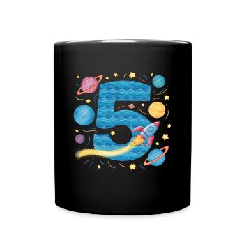 5th Birthday Boys 5 Years Planet Birthday - Full Colour Mug - black - Front