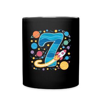 7th Birthday Boys 7 Years Planet Birthday - Full Colour Mug - black - Front