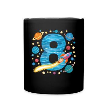8th Birthday Boys 8 Years Planet Birthday - Full Colour Mug - black - Front