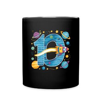 10th Birthday Boys 10 Years Planet Birthday - Full Colour Mug - black - Front