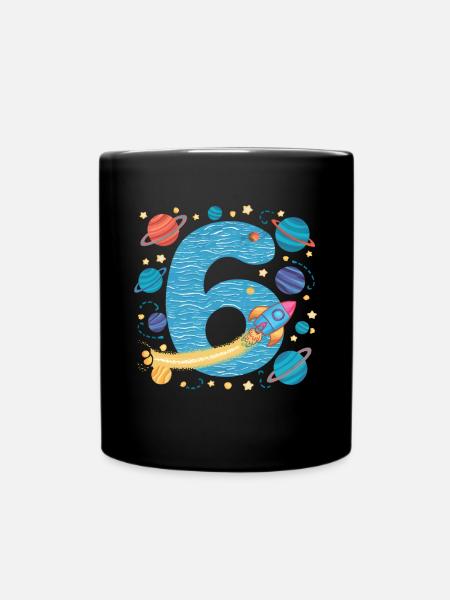 6. Geburtstag Jungen 6 Jahre Planeten Geburtstag - Tasse einfarbig - Schwarz