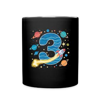 3rd Birthday Boys 3 Years Planet Birthday - Full Colour Mug - black - Front