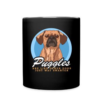 Puggle Hundebesitzer Hundehalter Geschenk - Tasse einfarbig - Schwarz - Vorne