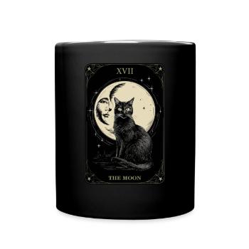 Mysteriöser Mond und schwarze Katze XVII - Tasse einfarbig - Schwarz - Vorne