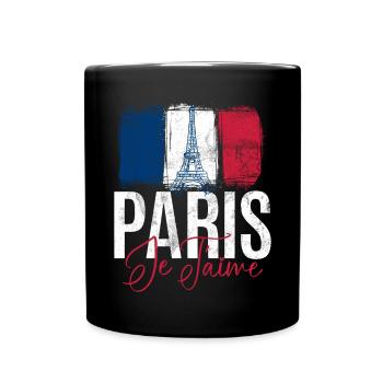 Frankreich Paris Eiffelturm Frankreich Flagge - Tasse einfarbig - Schwarz - Vorne