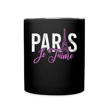 Frankreich Paris Eiffelturm Frankreich Flagge - Tasse einfarbig - Schwarz - Vorne