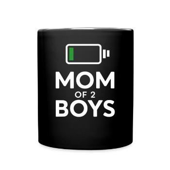 Drôle batterie faible charge Maman de 2 garçons - Mug uni - noir - Devant
