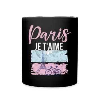Frankreich Paris Eiffelturm Frankreich Flagge - Tasse einfarbig - Schwarz - Vorne