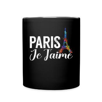 Frankreich Paris Eiffelturm Frankreich Flagge - Tasse einfarbig - Schwarz - Vorne