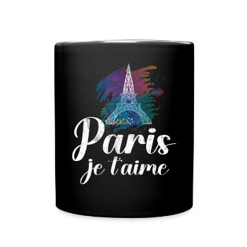Frankreich Paris Eiffelturm Frankreich Flagge - Tasse einfarbig - Schwarz - Vorne