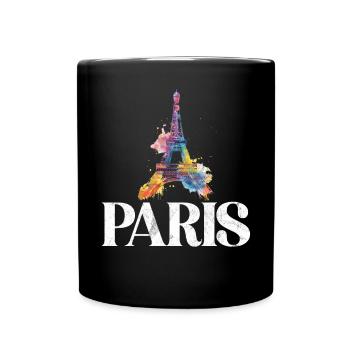 Frankreich Paris Eiffelturm Frankreich Flagge - Tasse einfarbig - Schwarz - Vorne