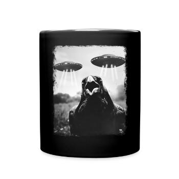 corbeau, corbeau, oiseau, OVNI, extraterrestre, selfie - Mug uni - noir - Devant
