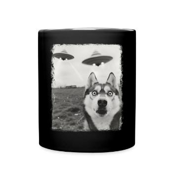 chien husky sibérien OVNI Alien Alien Selfi - Mug uni - noir - Devant