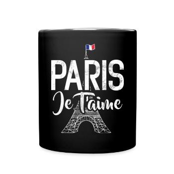 Frankreich Paris Eiffelturm Frankreich Flagge - Tasse einfarbig - Schwarz - Vorne