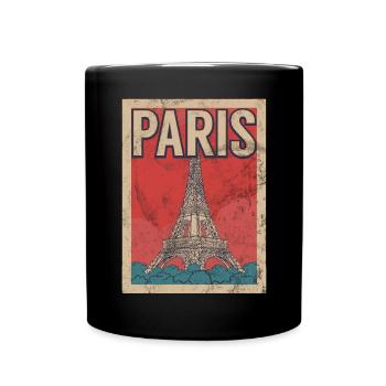 Frankreich Paris Eiffelturm Frankreich Flagge - Tasse einfarbig - Schwarz - Vorne