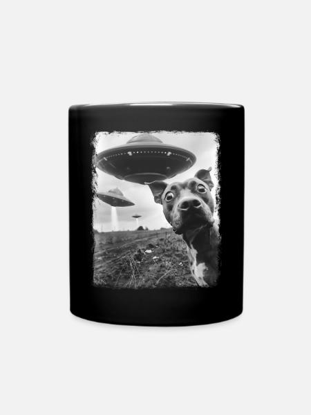Staffordshire Bull Terrier Hund UFO Außerirdischer - Tasse einfarbig - Schwarz