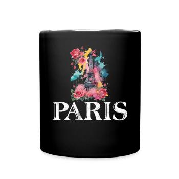 Frankreich Paris Eiffelturm Frankreich Flagge - Tasse einfarbig - Schwarz - Vorne