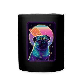 Tierkunst Planet Fantasy Kunstwerk: Mops mit - Tasse einfarbig - Schwarz - Vorne