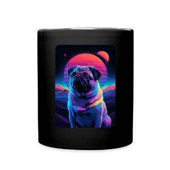 Tierkunst Planet Fantasie Artwork Mops - Tasse einfarbig - Schwarz - Vorne
