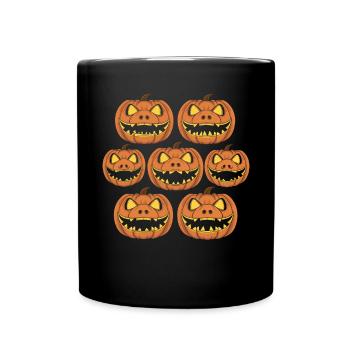 Halloween Costume Pumpkin Scary Spooky Horror Party - Full Colour Mug - black - Front
