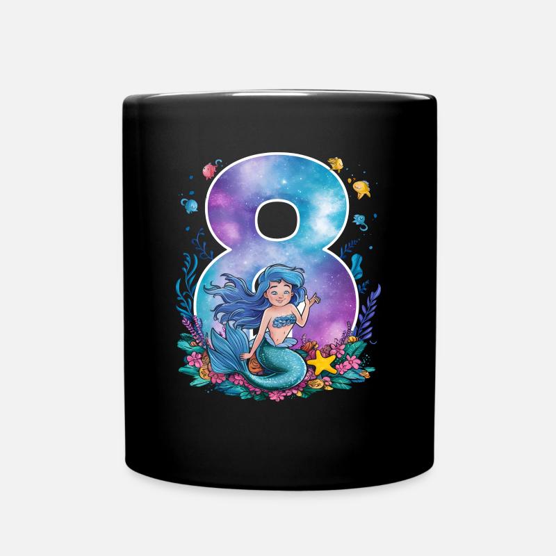 8. Geburtstag Mädchen 8 Jahre Meerjungfrau Party - Tasse einfarbig - Schwarz