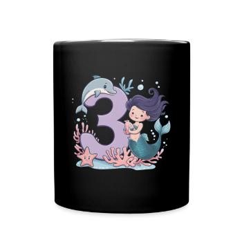 3. Geburtstag Mädchen 3 Jahre Meerjungfrau Party - Tasse einfarbig - Schwarz - Vorne