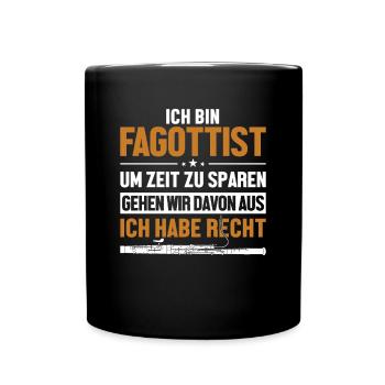 Fagottist hat immer Recht Aerophone Music - Tasse einfarbig - Schwarz - Vorne