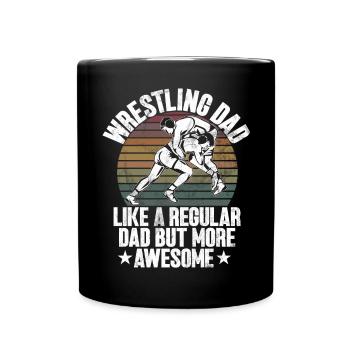 Wrestling Dad Wrestler Men's Father's Day - Full Colour Mug - black - Front