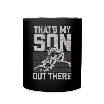 Wrestling Dad Wrestler Men's Father's Day - Full Colour Mug - black - Front