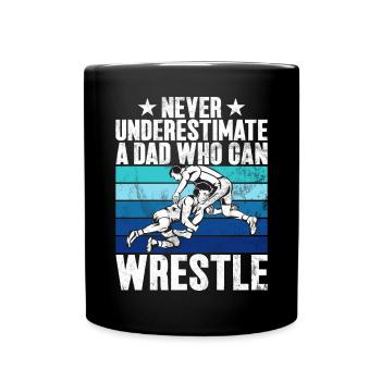 Wrestling Dad Wrestler Männer Vatertag - Tasse einfarbig - Schwarz - Vorne