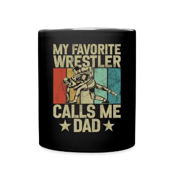 Wrestling Dad Wrestler Men's Father's Day - Full Colour Mug - black - Front