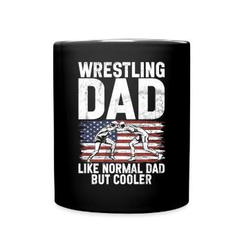 Wrestling Dad Wrestler Men's Father's Day - Full Colour Mug - black - Front