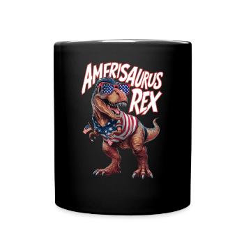 Patriotischer Dinosaurier Amerikanische Flagge 4. Juli - Tasse einfarbig - Schwarz - Vorne