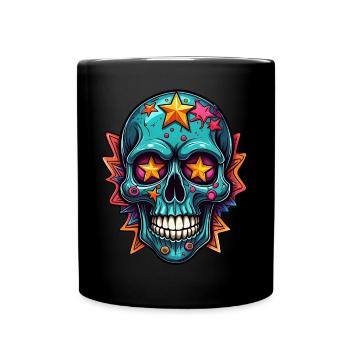 Bright Colorful Colored Skull - Full Colour Mug - black - Front
