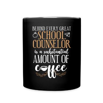 School Counselor Coffee Behind - Tasse einfarbig - Schwarz - Vorne