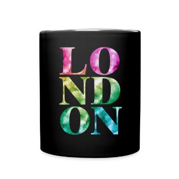 London Souvenir Bunt Aquarell Design - Tasse einfarbig - Schwarz - Vorne
