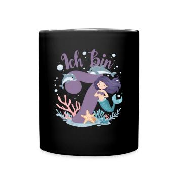 7th Birthday Girl 7 Years Mermaid Party - Full Colour Mug - black - Front