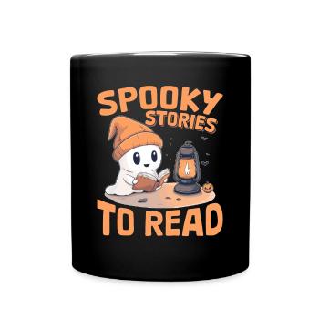 Funny Teacher Halloween Ghost Reading Book - Full Colour Mug - black - Front