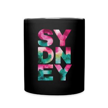 Sydney Souvenir Bunt Aquarell Stil - Tasse einfarbig - Schwarz - Vorne