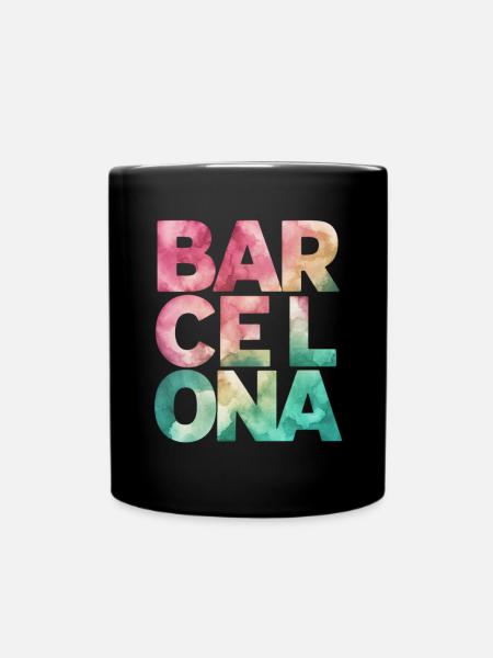 Barcelona Souvenir Aquarell-Stil - Tasse einfarbig - Schwarz